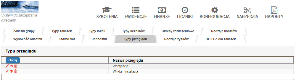 typy przeglądu