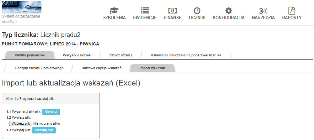 import wskazania licznika