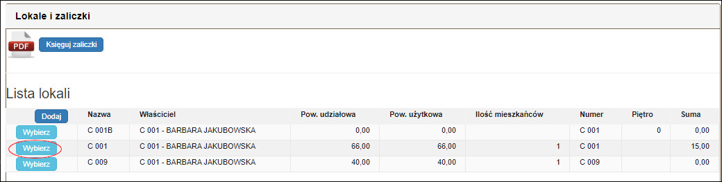 wybierz lokal wspólnoty