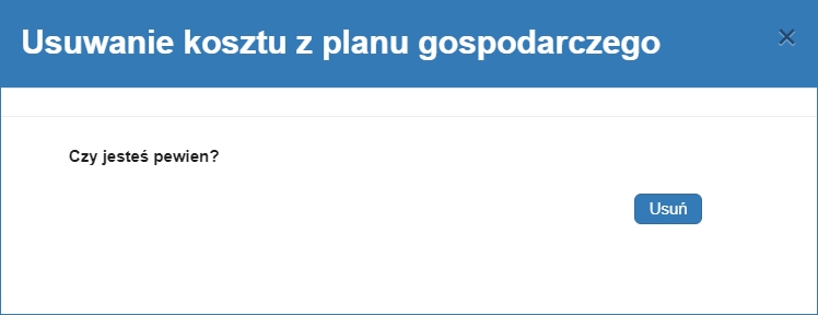 Potwierdzenie usunięcia planowanego kosztu i przychodu