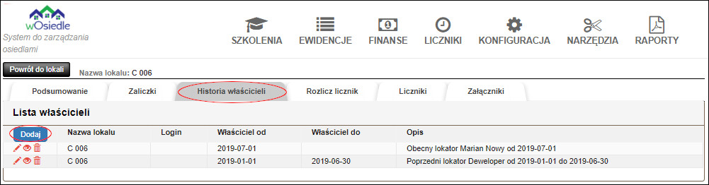 lista właścicieli