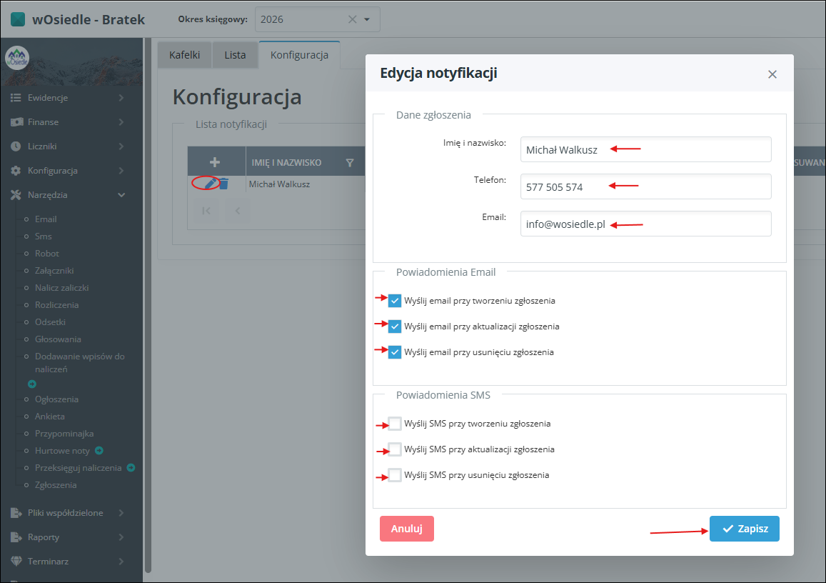 ustawienia konfiguracji
