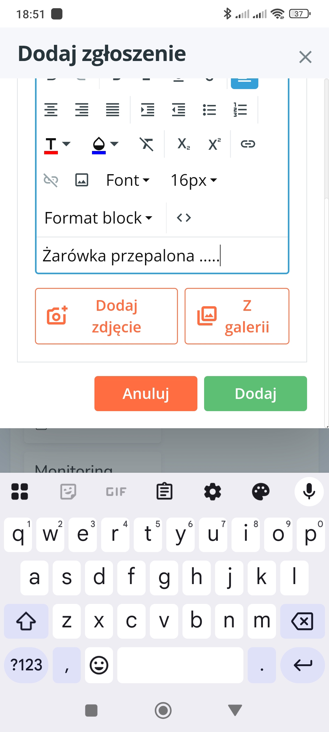 zapisanie zgłoszenia
